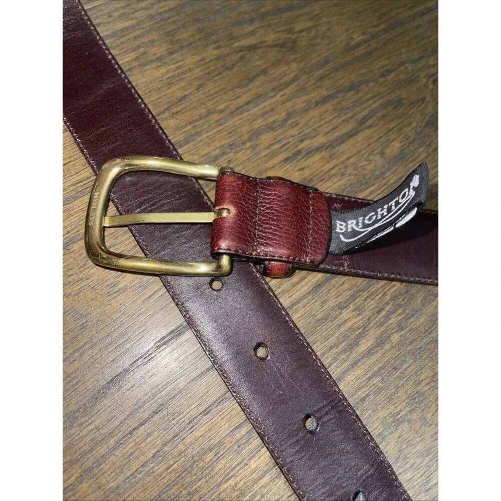 Brighton Belt Size 38 Brown Leather Brass Buckle Classic Vintage USA Made